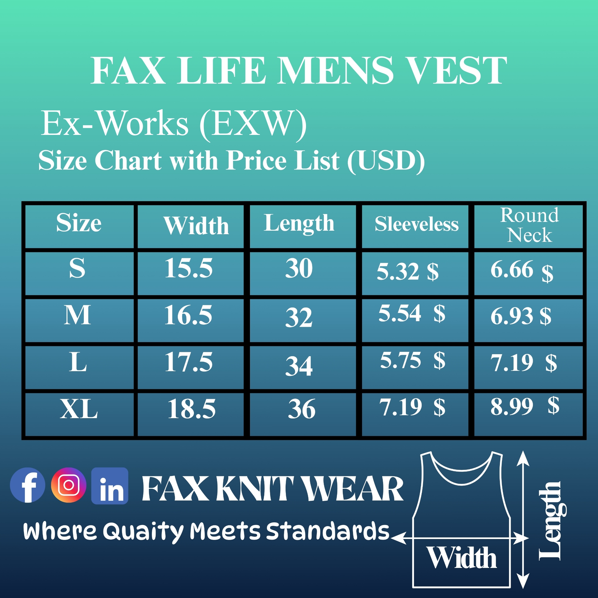 Fax Life Men's Vest (Tank Top. Undershirt, Inner Vest, Undervest Base Layer, Cotton Layer)